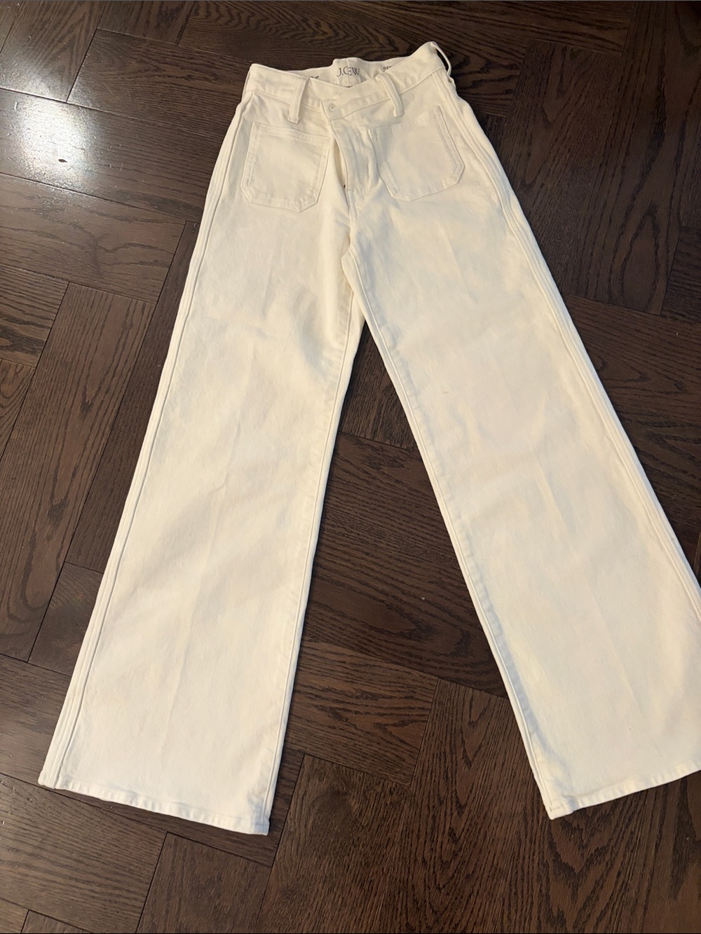 J. Crew Cream High-Rise Wide Leg Jeans